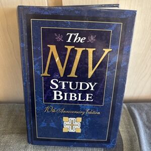 1995 Zondervan Study Bible NIV 10th Anniversary Blue Navy Hardback‎ Red Letter